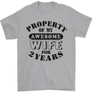 2nd Wedding Anniversary 2 Year Funny Wife Mens T-Shirt 100% Cotton Sports Grey