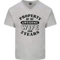 2nd Wedding Anniversary 2 Year Funny Wife Mens V-Neck Cotton T-Shirt Sports Grey