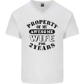 2nd Wedding Anniversary 2 Year Funny Wife Mens V-Neck Cotton T-Shirt White