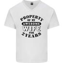 2nd Wedding Anniversary 2 Year Funny Wife Mens V-Neck Cotton T-Shirt White