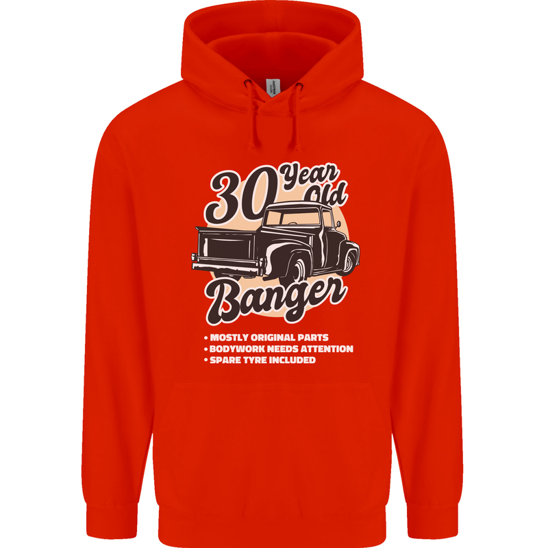30 Year Old Banger Birthday 30th Year Old Mens 80% Cotton Hoodie Bright Red