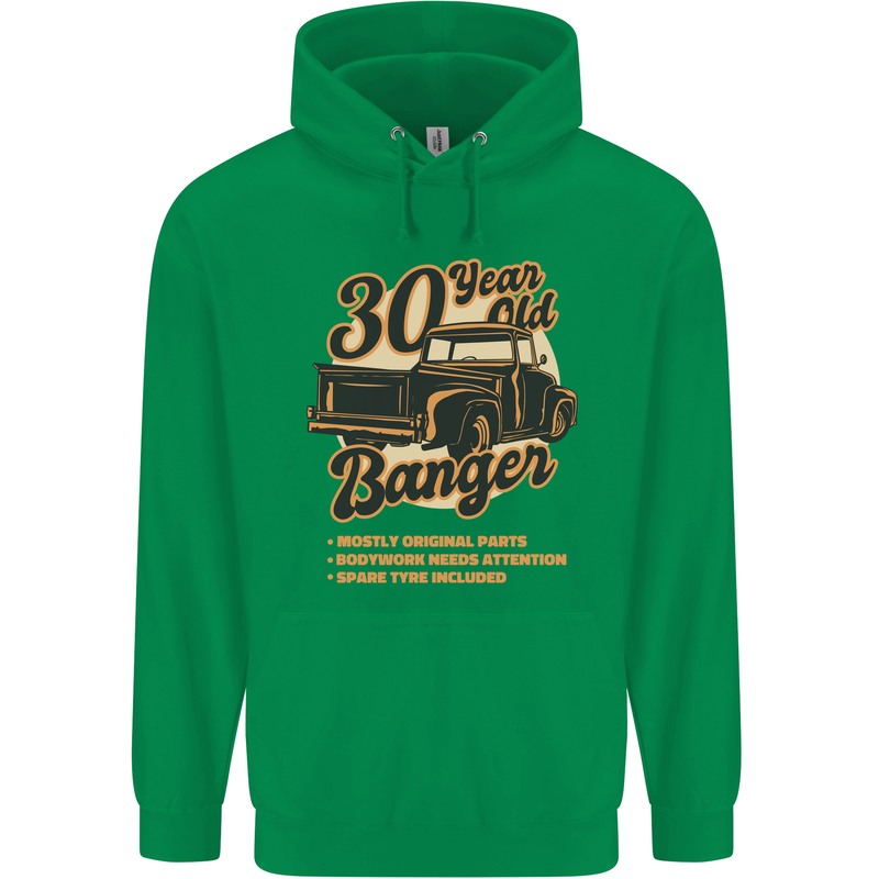 30 Year Old Banger Birthday 30th Year Old Mens 80% Cotton Hoodie Irish Green