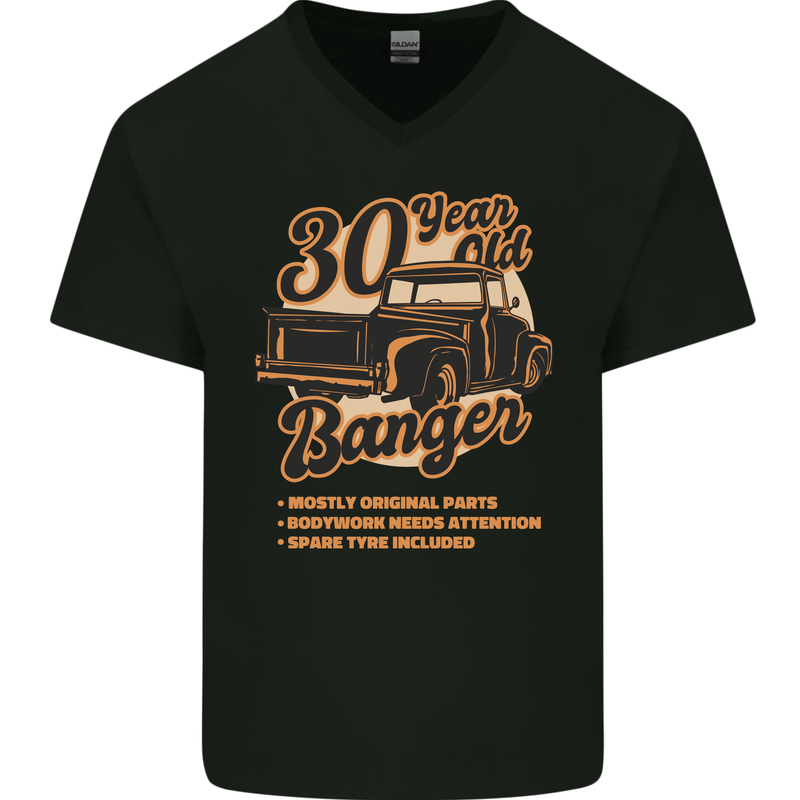 30 Year Old Banger Birthday 30th Year Old Mens V-Neck Cotton T-Shirt Black