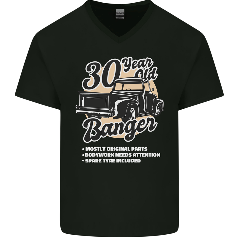 30 Year Old Banger Birthday 30th Year Old Mens V-Neck Cotton T-Shirt Black