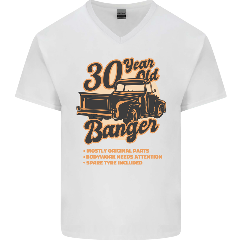 30 Year Old Banger Birthday 30th Year Old Mens V-Neck Cotton T-Shirt White