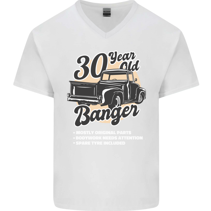30 Year Old Banger Birthday 30th Year Old Mens V-Neck Cotton T-Shirt White