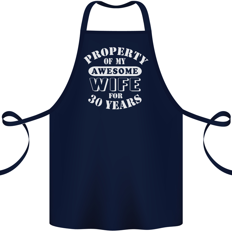 30 Year Wedding Anniversary 30th Funny Wife Cotton Apron 100% Organic Navy Blue