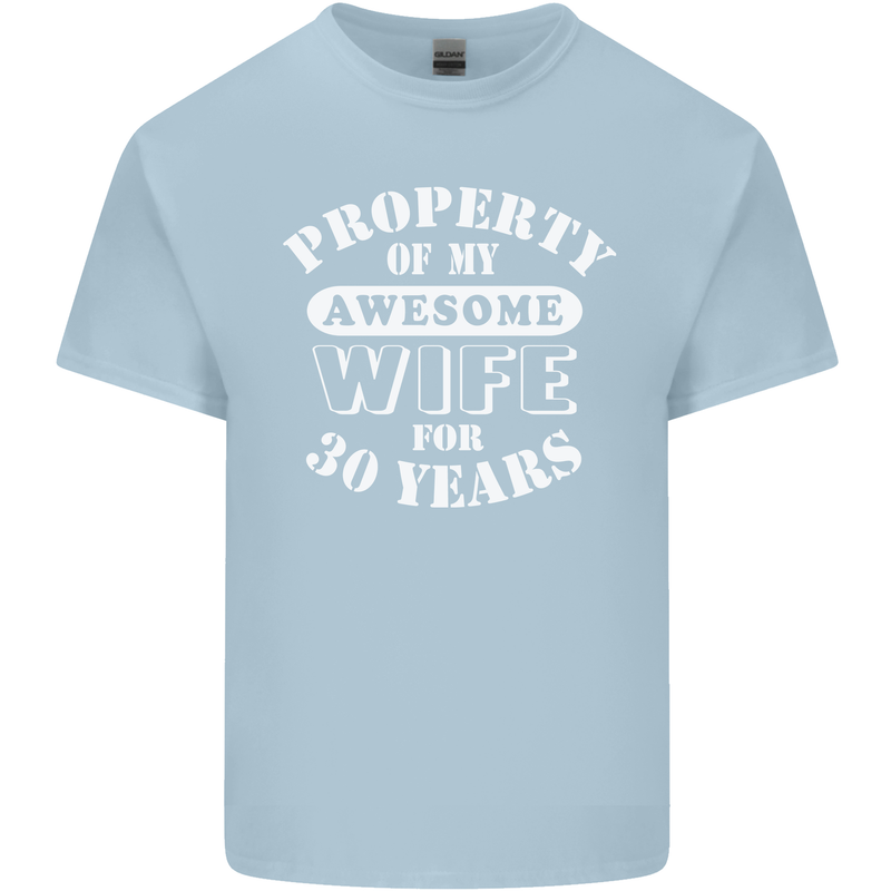 30 Year Wedding Anniversary 30th Funny Wife Mens Cotton T-Shirt Tee Top Light Blue