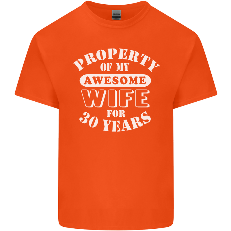 30 Year Wedding Anniversary 30th Funny Wife Mens Cotton T-Shirt Tee Top Orange