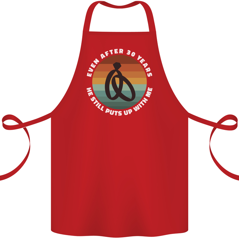 30 Year Wedding Anniversary 30th Marriage Cotton Apron 100% Organic Red