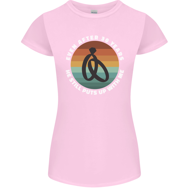 30 Year Wedding Anniversary 30th Marriage Womens Petite Cut T-Shirt Light Pink