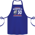 30 Year Wedding Anniversary 30th Rugby Cotton Apron 100% Organic Royal Blue
