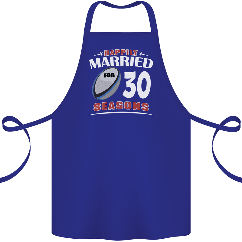 30 Year Wedding Anniversary 30th Rugby Cotton Apron 100% Organic Royal Blue