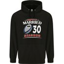 30 Year Wedding Anniversary 30th Rugby Mens 80% Cotton Hoodie Black