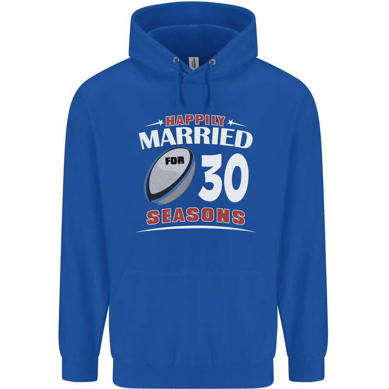 30 Year Wedding Anniversary 30th Rugby Mens 80% Cotton Hoodie Royal Blue