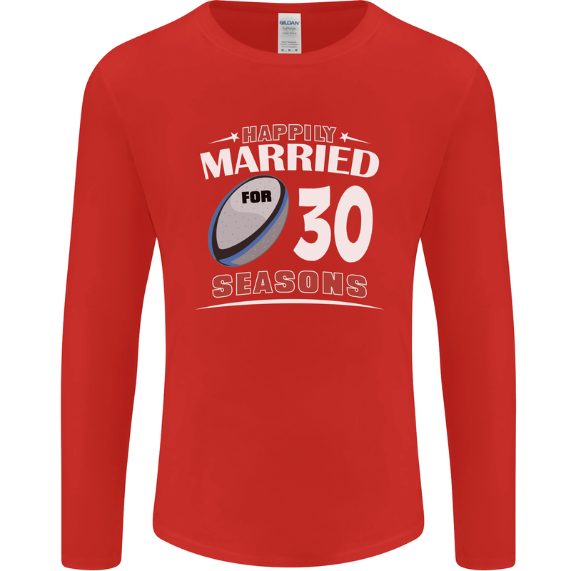 30 Year Wedding Anniversary 30th Rugby Mens Long Sleeve T-Shirt Red