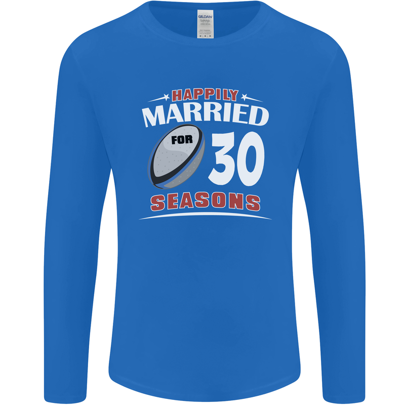 30 Year Wedding Anniversary 30th Rugby Mens Long Sleeve T-Shirt Royal Blue
