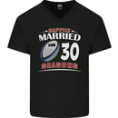 30 Year Wedding Anniversary 30th Rugby Mens V-Neck Cotton T-Shirt Black