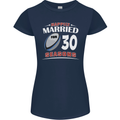 30 Year Wedding Anniversary 30th Rugby Womens Petite Cut T-Shirt Navy Blue