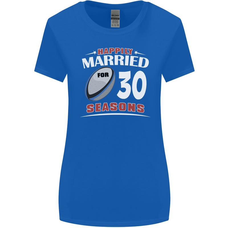 30 Year Wedding Anniversary 30th Rugby Womens Wider Cut T-Shirt Royal Blue