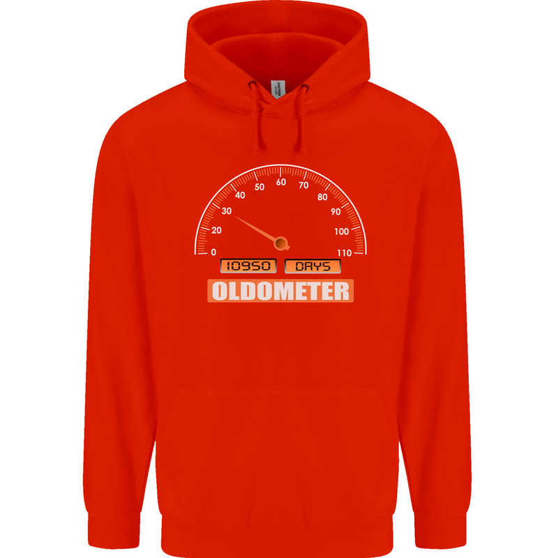 30th Birthday 30 Year Old Ageometer Funny Mens 80% Cotton Hoodie Bright Red