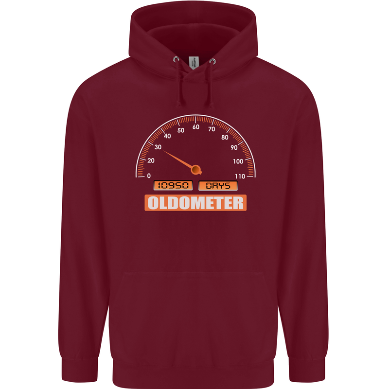 30th Birthday 30 Year Old Ageometer Funny Mens 80% Cotton Hoodie Maroon