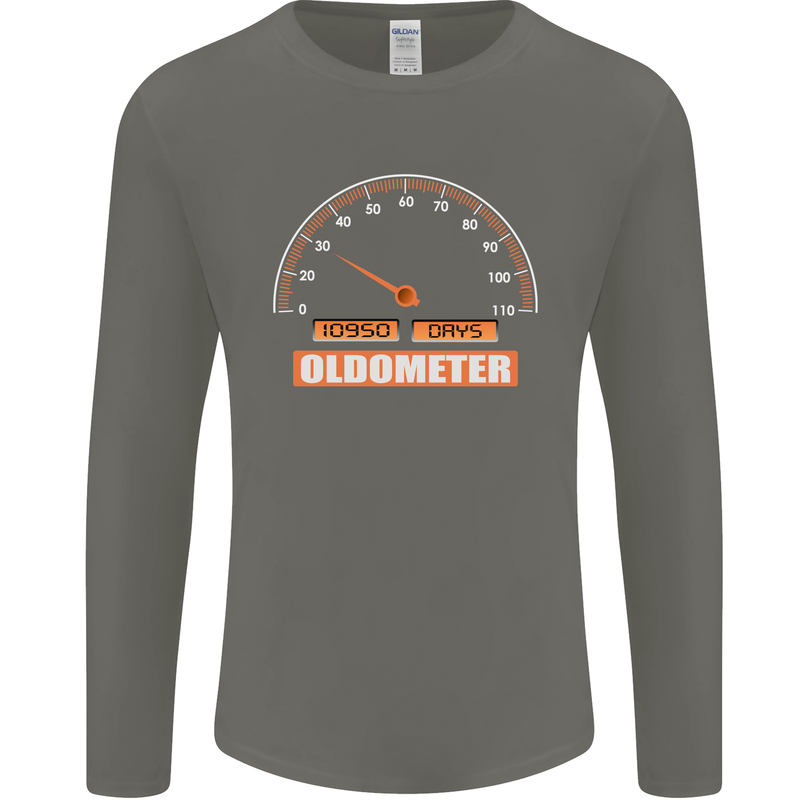 30th Birthday 30 Year Old Ageometer Funny Mens Long Sleeve T-Shirt Charcoal