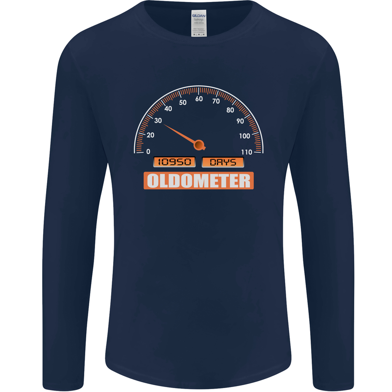 30th Birthday 30 Year Old Ageometer Funny Mens Long Sleeve T-Shirt Navy Blue