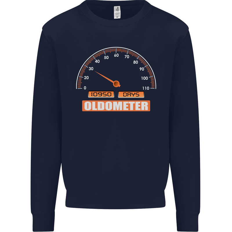 30th Birthday 30 Year Old Ageometer Funny Mens Sweatshirt Jumper Navy Blue