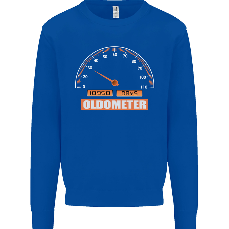 30th Birthday 30 Year Old Ageometer Funny Mens Sweatshirt Jumper Royal Blue