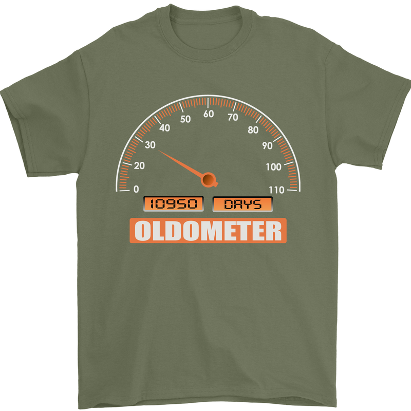 30th Birthday 30 Year Old Ageometer Funny Mens T-Shirt 100% Cotton Military Green