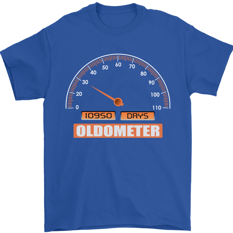 30th Birthday 30 Year Old Ageometer Funny Mens T-Shirt 100% Cotton Royal Blue