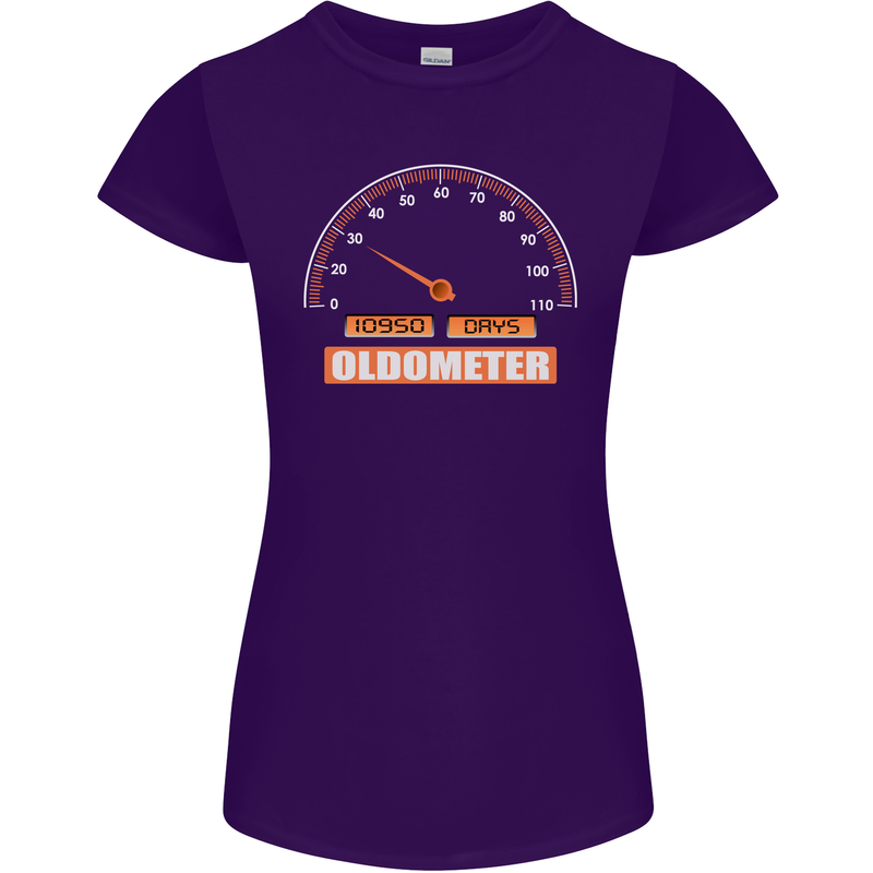 30th Birthday 30 Year Old Ageometer Funny Womens Petite Cut T-Shirt Purple
