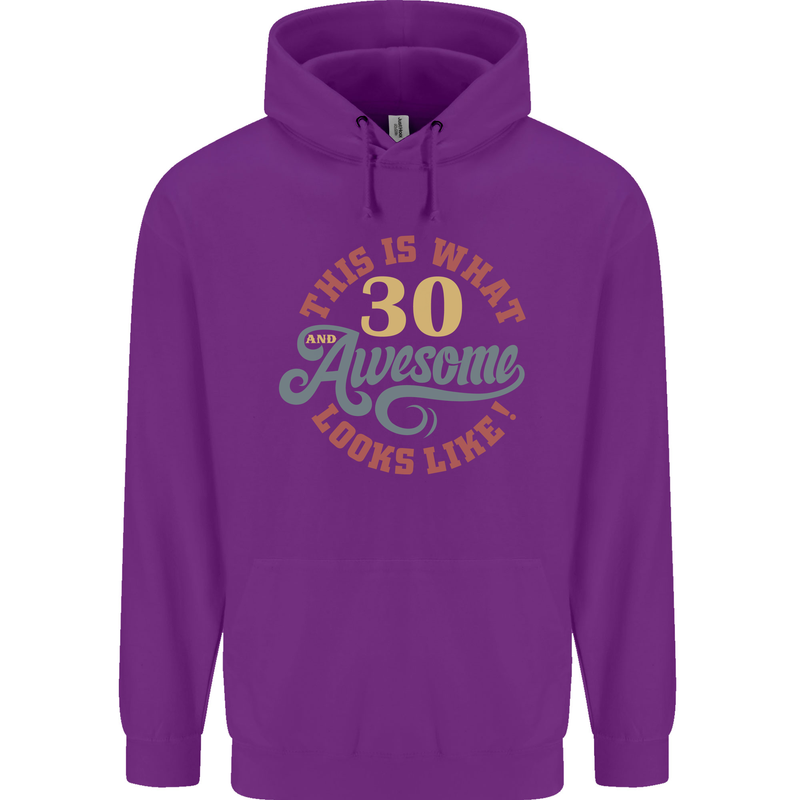 30th Birthday 30 Year Old Awesome Looks Like Mens 80% Cotton Hoodie Purple