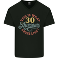 30th Birthday 30 Year Old Awesome Looks Like Mens V-Neck Cotton T-Shirt Black