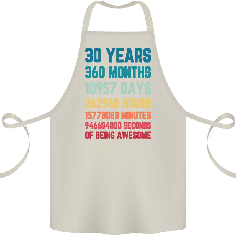 30th Birthday 30 Year Old Cotton Apron 100% Organic Natural