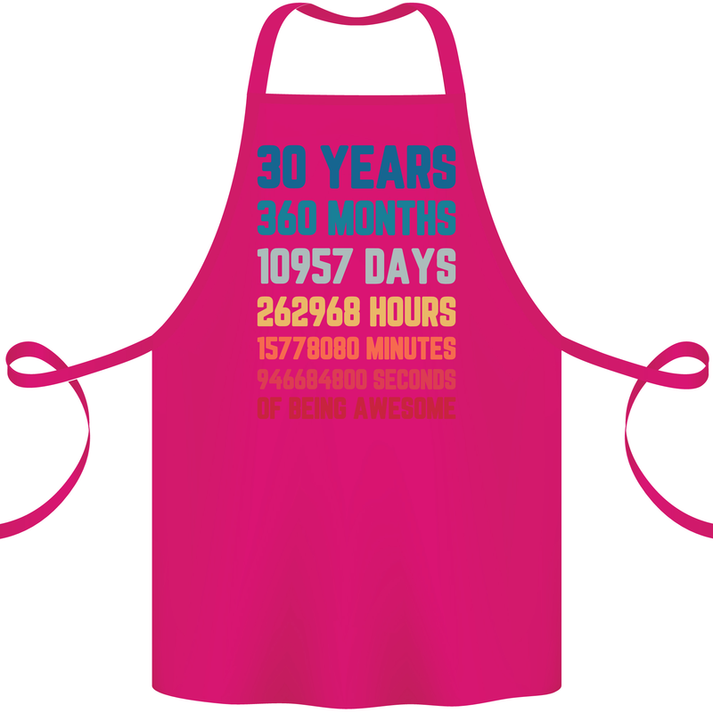 30th Birthday 30 Year Old Cotton Apron 100% Organic Pink