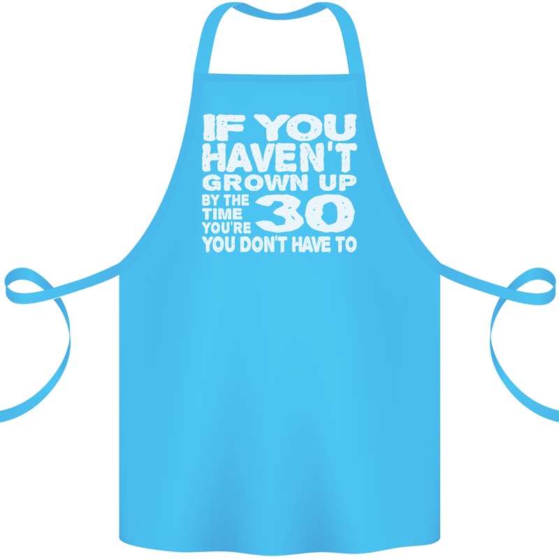 30th Birthday 30 Year Old Don't Grow Up Funny Cotton Apron 100% Organic Turquoise