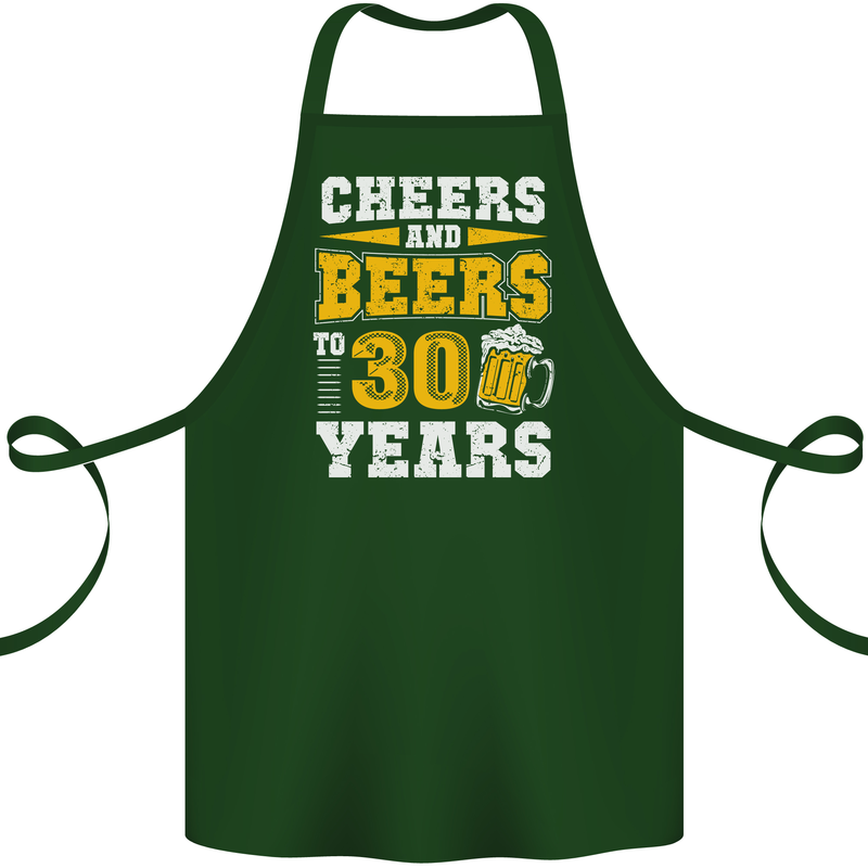 30th Birthday 30 Year Old Funny Alcohol Cotton Apron 100% Organic Forest Green
