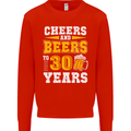 30th Birthday 30 Year Old Funny Alcohol Mens Sweatshirt Jumper Bright Red