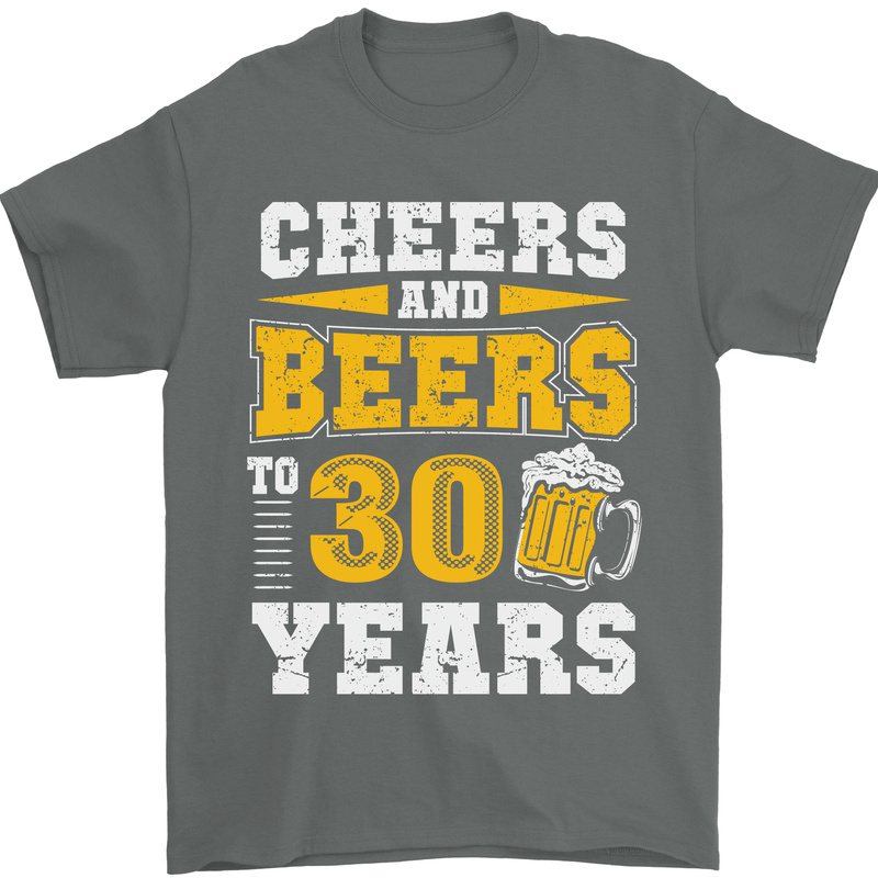 30th Birthday 30 Year Old Funny Alcohol Mens T-Shirt 100% Cotton Charcoal
