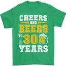 30th Birthday 30 Year Old Funny Alcohol Mens T-Shirt 100% Cotton Irish Green