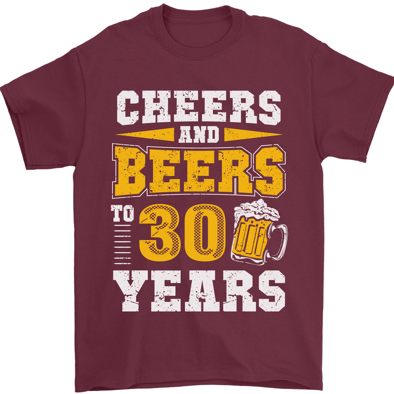 30th Birthday 30 Year Old Funny Alcohol Mens T-Shirt 100% Cotton Maroon