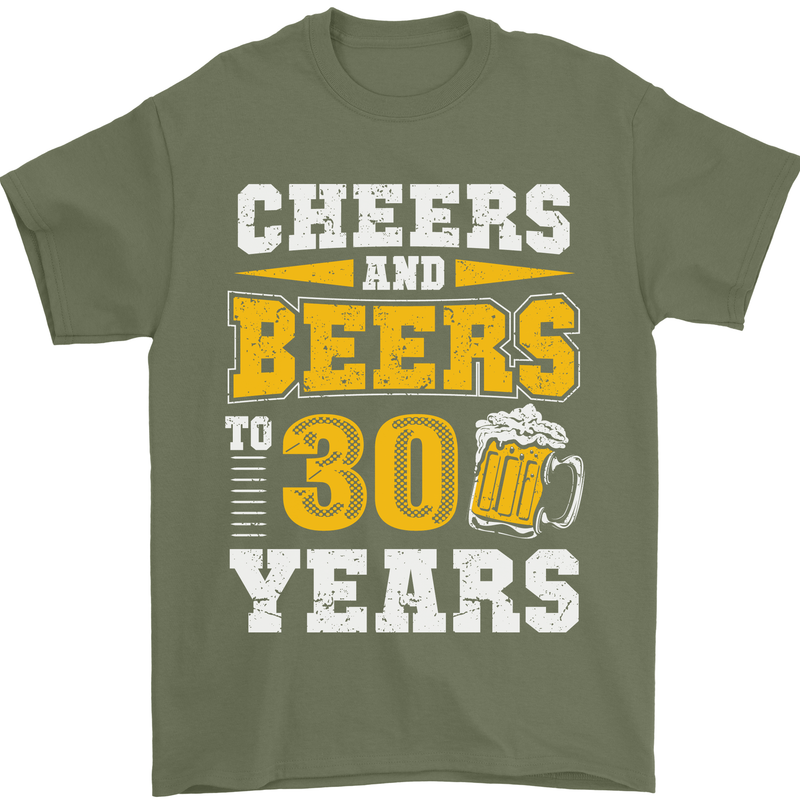 30th Birthday 30 Year Old Funny Alcohol Mens T-Shirt 100% Cotton Military Green