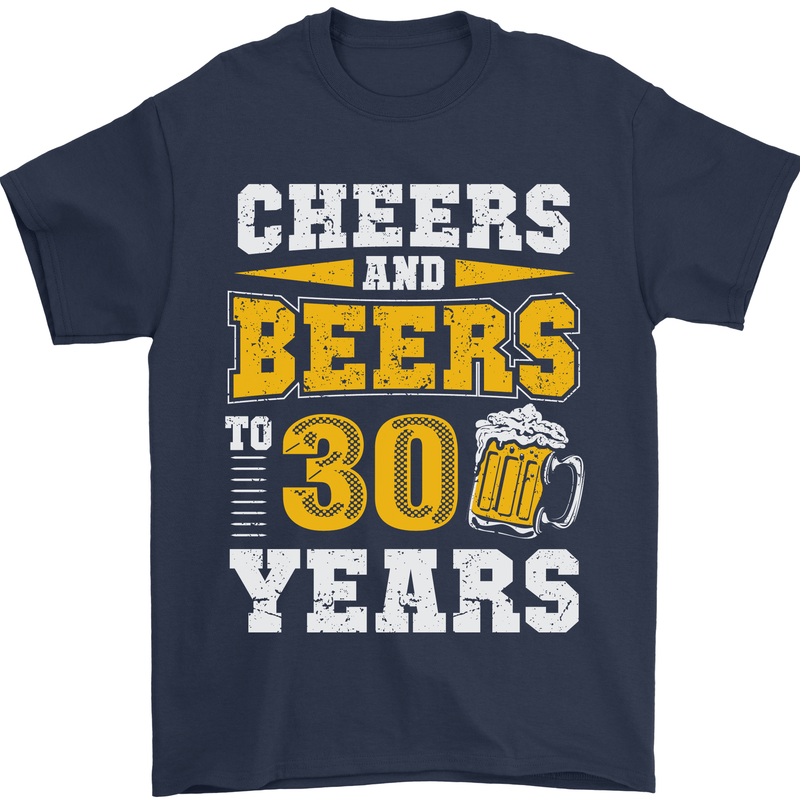30th Birthday 30 Year Old Funny Alcohol Mens T-Shirt 100% Cotton Navy Blue