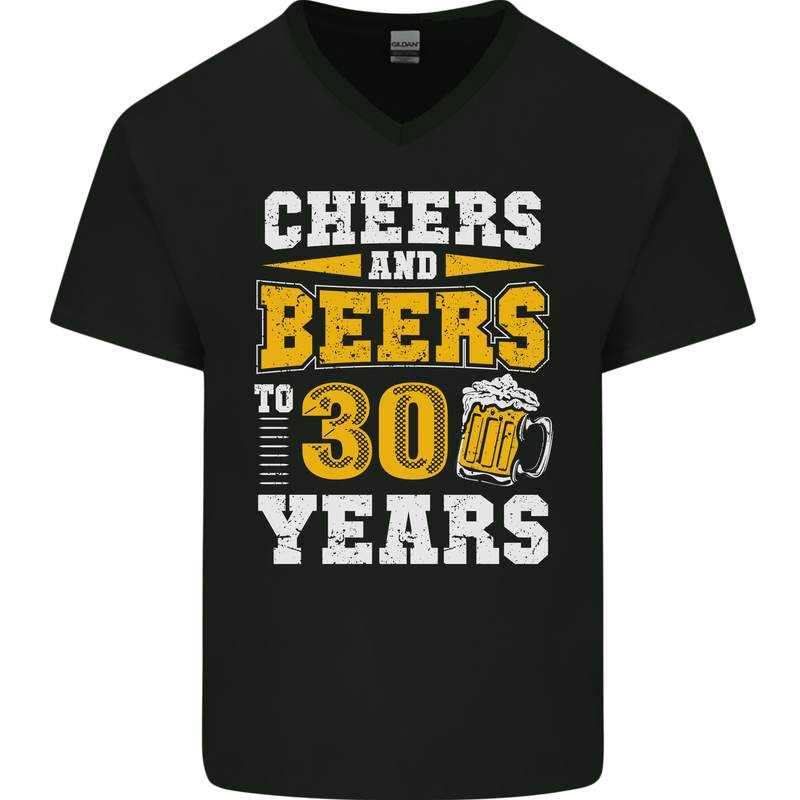 30th Birthday 30 Year Old Funny Alcohol Mens V-Neck Cotton T-Shirt Black
