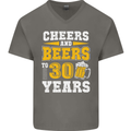30th Birthday 30 Year Old Funny Alcohol Mens V-Neck Cotton T-Shirt Charcoal