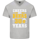 30th Birthday 30 Year Old Funny Alcohol Mens V-Neck Cotton T-Shirt Sports Grey