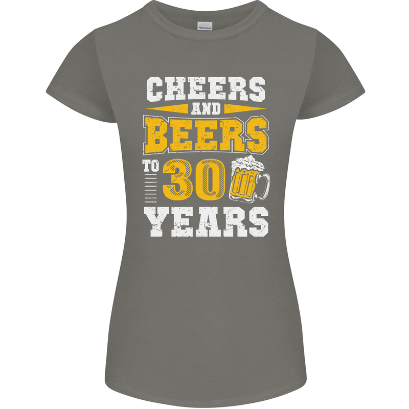 30th Birthday 30 Year Old Funny Alcohol Womens Petite Cut T-Shirt Charcoal