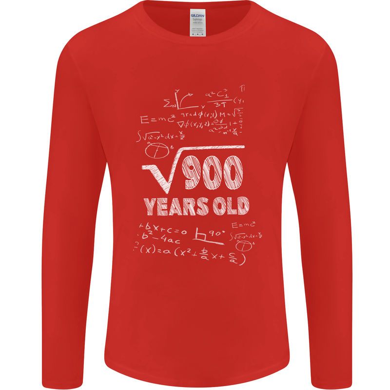 30th Birthday 30 Year Old Geek Funny Maths Mens Long Sleeve T-Shirt Red